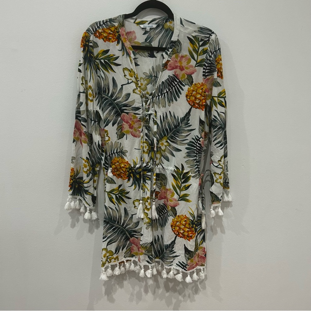 Blue Island Swim Cover Tropical Print